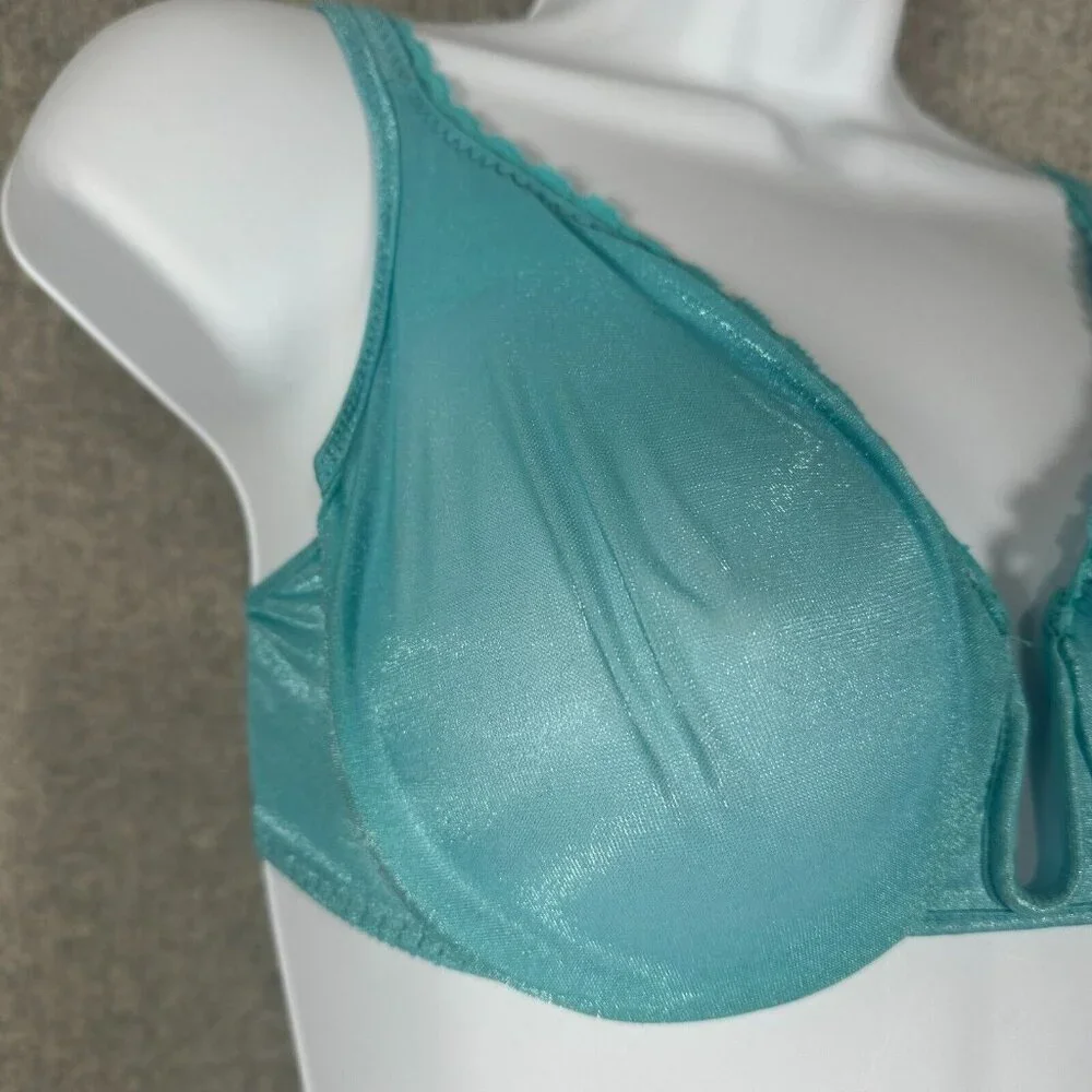 New Vintage Warners 34D Womens Bra Blue Sheer‎ 1516 Adjustable Underwire